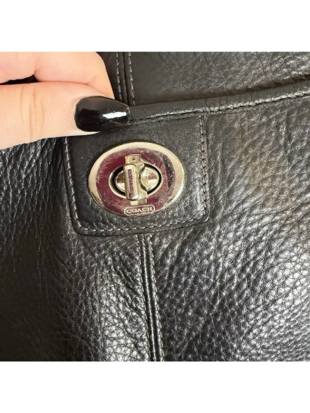 COACH Penelope Crossbody Purse Shoulder Bag Pebbled Leather Black Adjustable